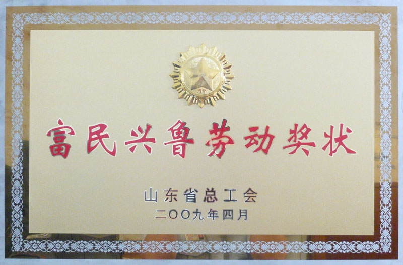 2009年   富民興魯勞動獎狀